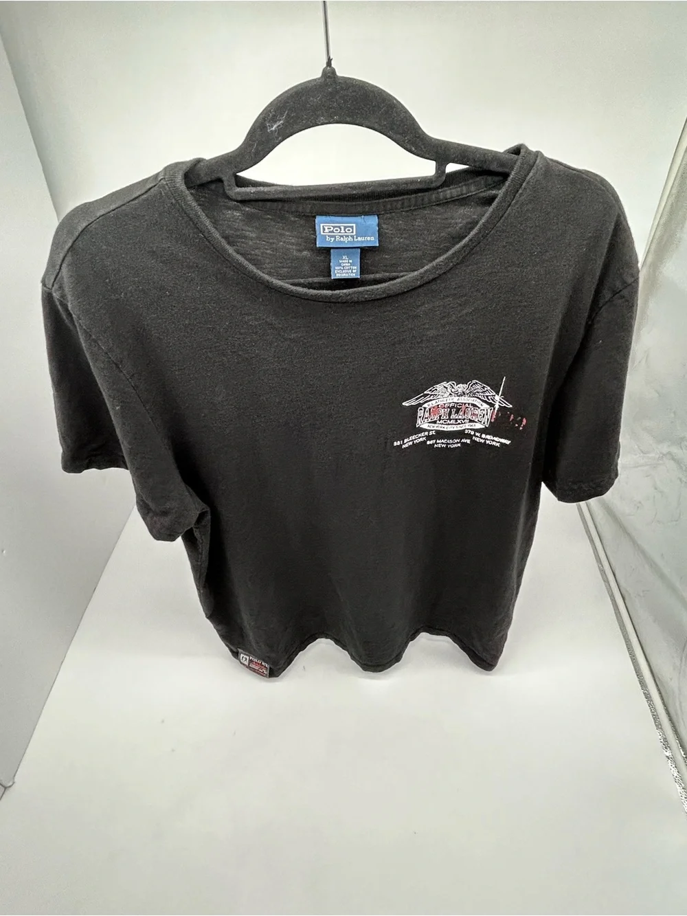 Ralph Lauren Vintage Black Short Sleeve Graphic Crewneck Sport Tee Size XL